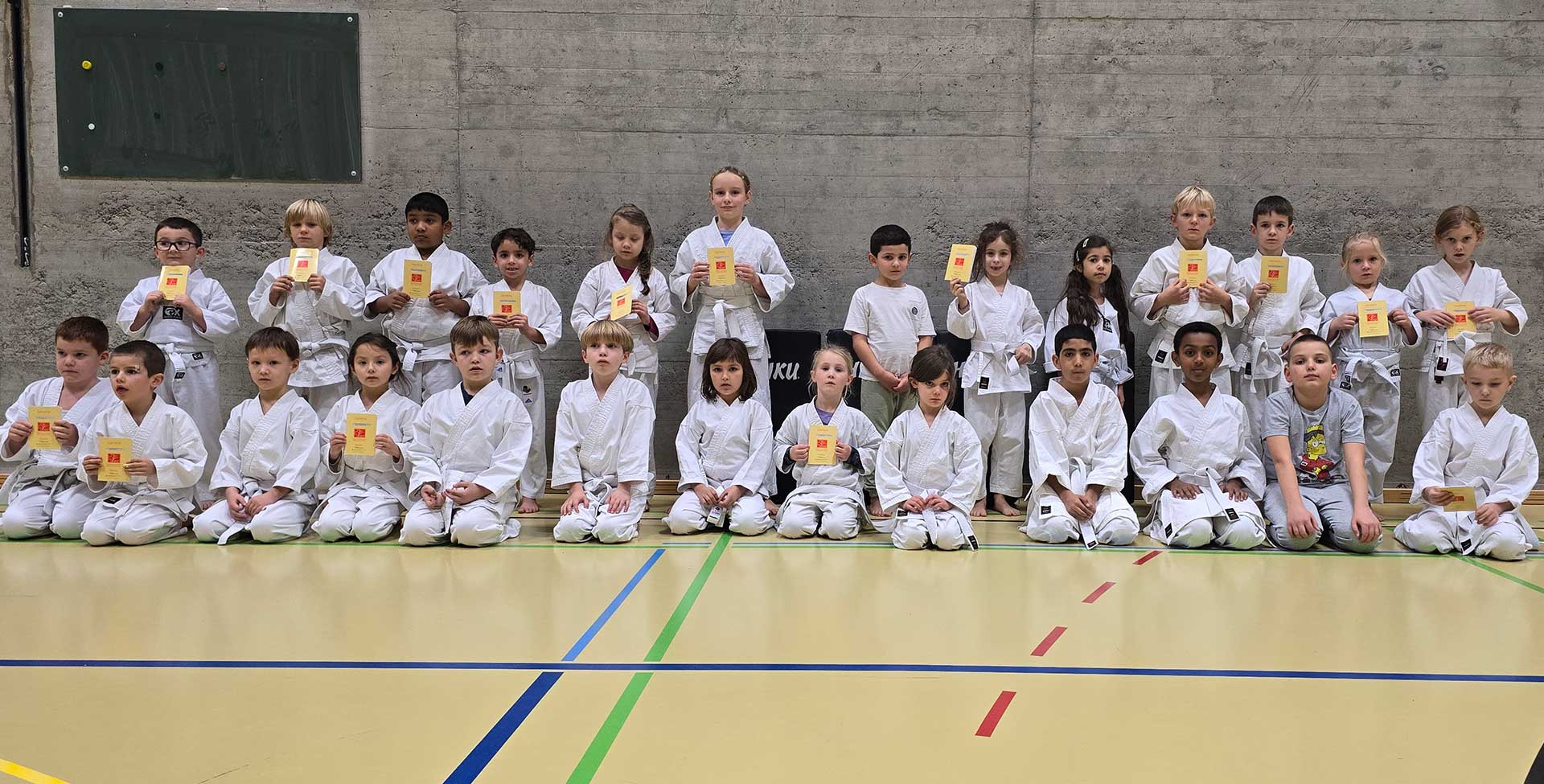 Kinder Kampfsport Aarau Aargau. Karate-Kids der Kinder-Karate Gr. 1